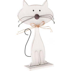 Bílá dřevěná dekorace ve tvaru kočky Dakls Cats, výška 25 cm obraz