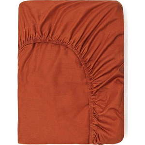 Tmavě oranžové bavlněné elastické prostěradlo Good Morning, 140 x 200 cm obraz