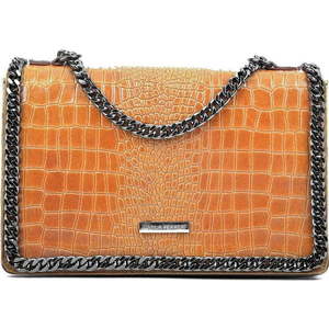 Koňakově hnědá kožená kabelka Carla Ferreri Chain obraz