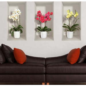 Sada 3 3D samolepek na zeď Ambiance Orchids obraz