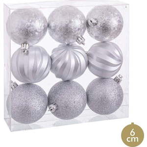 Sada 9 vánočních ozdob ve stříbrné barvě Unimasa, ø 6 cm obraz