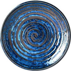 Modrý keramický talíř MIJ Copper Swirl, ø 20 cm obraz