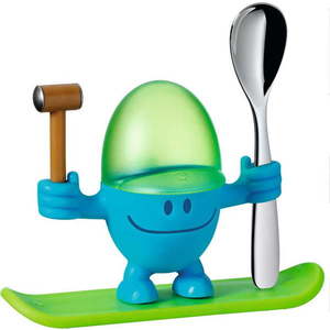 Zeleno-modrý stojánek na vajíčko s lžičkou WMF Cromargan® Mc Egg obraz