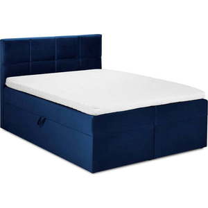 Modrá boxspring postel s úložným prostorem 200x200 cm Mimicry – Mazzini Beds obraz
