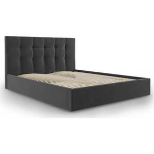 Tmavě šedá čalouněná dvoulůžková postel s úložným prostorem s roštem 180x200 cm Nerin – Mazzini Beds obraz
