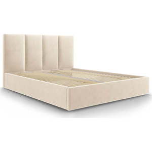 Béžová čalouněná dvoulůžková postel s úložným prostorem s roštem 160x200 cm Juniper – Mazzini Beds obraz