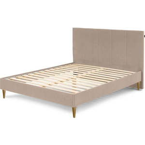 Béžová čalouněná dvoulůžková postel s roštem 160x200 cm Vivara – Bobochic Paris obraz