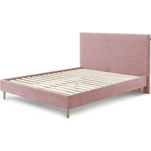 Růžová čalouněná dvoulůžková postel s roštem 160x200 cm Anja – Bobochic Paris obraz