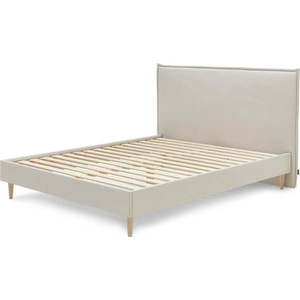 Béžová čalouněná dvoulůžková postel s roštem 160x200 cm Sary – Bobochic Paris obraz