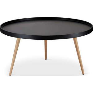 Černý konferenční stolek s nohami z bukového dřeva Furnhouse Opus, Ø 90 cm obraz