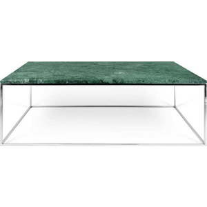 Konferenční stolek s chromovaným podnožím a zelenou mramorovou deskou TemaHome Prairie, 75 x 120 cm obraz