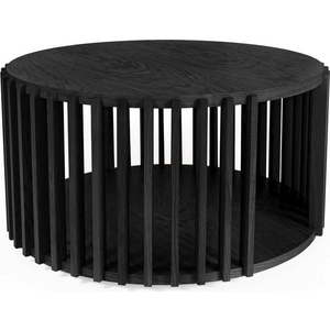 Černý konferenční stolek z dubového dřeva Woodman Drum, ø 83 cm obraz