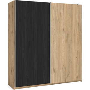 Černá šatní skříň v dekoru dubu s posuvnými dveřmi 182x200 cm Care - Marckeric obraz
