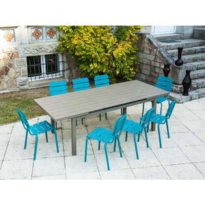 Modro-hnědý hliníkový zahradní jídelní set pro 8 Typon - Ezeis obraz