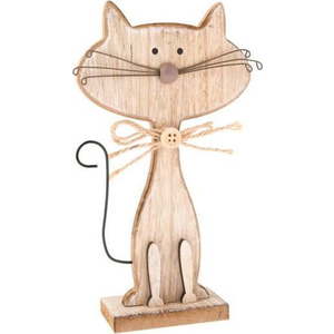 Dřevěná dekorace ve tvaru kočky Dakls Cats, výška 18 cm obraz