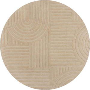 Béžový vlněný kulatý koberec ø 160 cm Zen Garden - Flair Rugs obraz