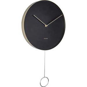Černé nástěnné kyvadlové hodiny Karlsson Pendulum, ø 34 cm obraz