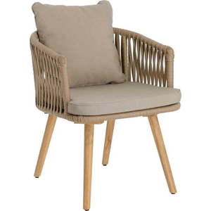 Zahradní židle z akáciového dřeva s béžovým polstrováním Kave Home Hemilce obraz