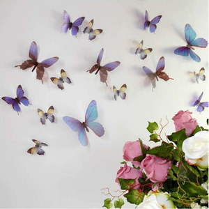 Sada 18 modrých adhezivních 3D samolepek Ambiance Butterflies obraz