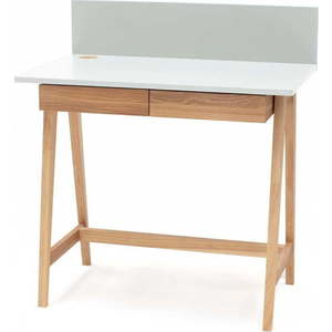 Bílý psací stůl s podnožím z jasanového dřeva Ragaba Luka, délka 85 cm obraz