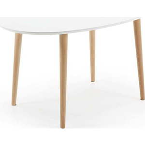 Bílý rozkládací jídelní stůl s bílou deskou 90x140 cm Oqui – Kave Home obraz