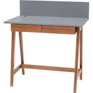 Šedý psací stůl s podnožím z jasanového dřeva Ragaba Luka Oak, délka 85 cm obraz
