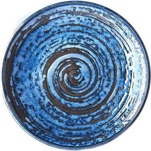 Modrý keramický talíř MIJ Copper Swirl, ø 25 cm obraz