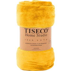 Okrově žlutý přehoz z mikroplyše na dvoulůžko 220x240 cm Cosy - Tiseco Home Studio obraz