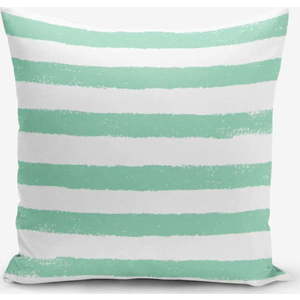 Povlak na polštář s příměsí bavlny Minimalist Cushion Covers Su Green Striped Modern, 45 x 45 cm obraz