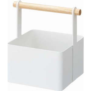 Bílý multifunkční box s detailem z bukového dřeva YAMAZAKI Tosca Tool Box, délka 16 cm obraz