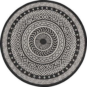 Černo-šedý venkovní koberec Ragami Round, ø 160 cm obraz
