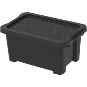 Leskle černý plastový úložný box s víkem Evo Easy - Rotho obraz