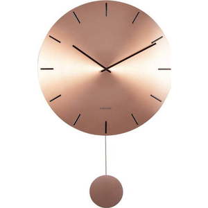 Nástěnné kyvadlové hodiny v měděné barvě Karlsson Impressive, ø 47 cm obraz