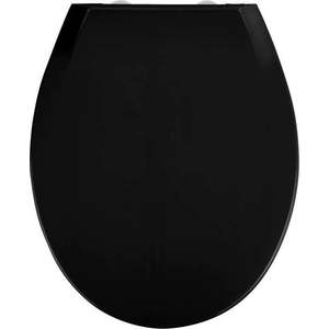 Černé WC sedátko se snadným zavíráním Wenko Kos, 44 x 37 cm obraz