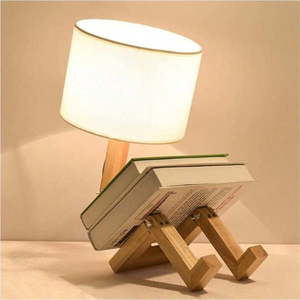 Krémová stolní lampa z masivního dřeva (výška 46 cm) WoodenMan – Squid Lighting obraz