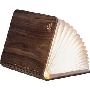 Tmavě hnědá velká LED stolní lampa ve tvaru knihy z ořechového dřeva Gingko Booklight obraz