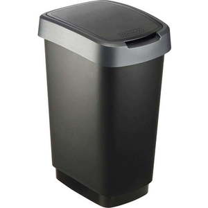 Odpadkový koš z recyklovaného plastu ve stříbrno-černé barvě 25 l Twist - Rotho obraz