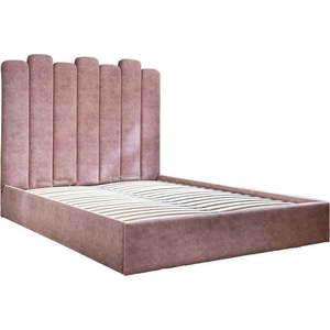 Růžová čalouněná dvoulůžková postel s úložným prostorem s roštem 160x200 cm Dreamy Aurora – Miuform obraz