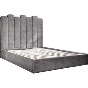 Šedá čalouněná dvoulůžková postel s úložným prostorem s roštem 160x200 cm Dreamy Aurora – Miuform obraz