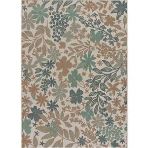 Béžovo-zelený venkovní koberec Universal Floral, 155 x 230 cm obraz