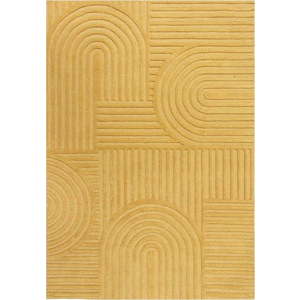 Žlutý vlněný koberec Flair Rugs Zen Garden, 120 x 170 cm obraz