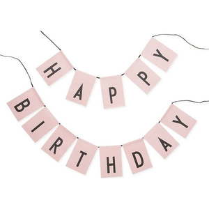 Růžová girlanda Design Letters Happy Birthday obraz