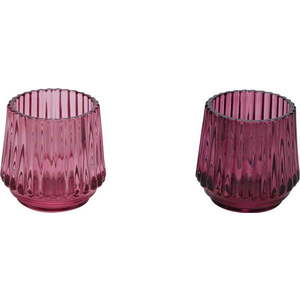 Sada 2 růžových skleněných svícnů na čajovou svíčku Ego Dekor, ø 7 cm obraz