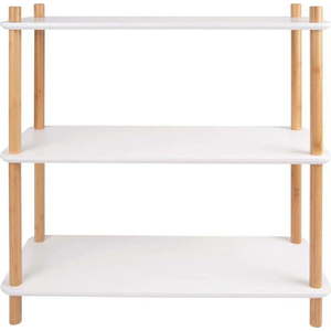 Bílý regál s bambusovými nohami Leitmotiv Cabinet Simplicity, 80 x 82.5 cm obraz