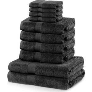 Set 8 tmavě šedých ručníků a 2 osušek DecoKing Marina Charcoal obraz