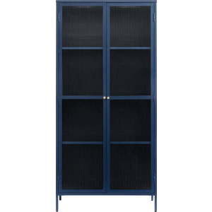 Tmavě modrá kovová vitrína 90x190 cm Bronco – Unique Furniture obraz