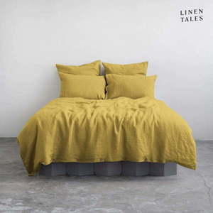 Žluté lněné povlečení na dvoulůžko 200x200 cm – Linen Tales obraz