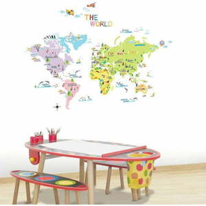 Sada nástěnných samolepek Ambiance World Map for Children obraz