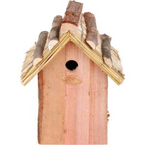 Ptačí budka z jedlového dřeva se slaměnou střechou Esschert Design Antik, výška 27 cm obraz
