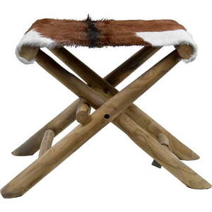 Hnědá stolička z teakového dřeva Goatskin – Ego Dekor obraz